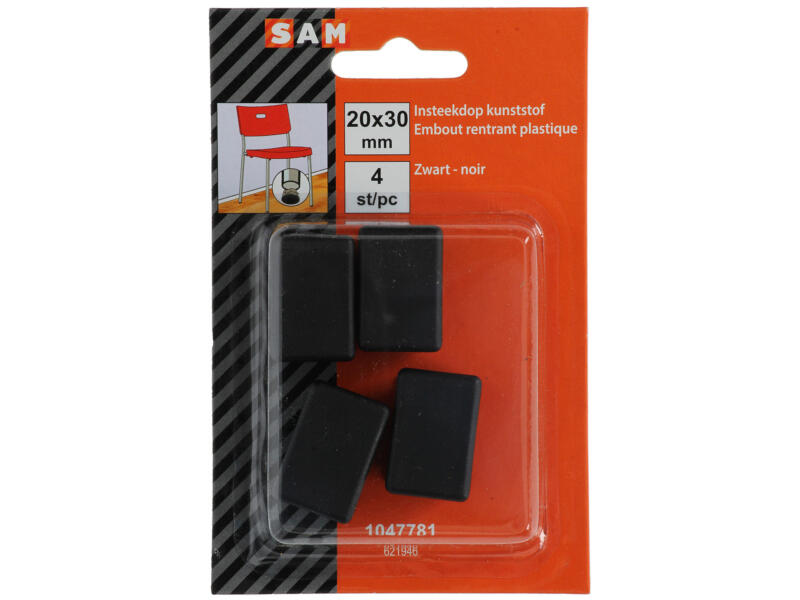 4ST BUISDOP INSTEEKMODEL KUNSTST. ZWART 20X30MM