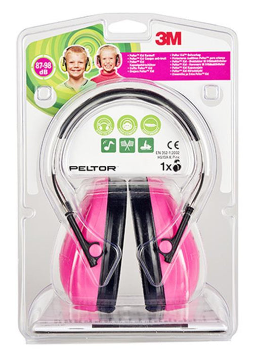 CASQUE OREILLES POUR ENFANTS PELTOR 3M H510AK, ROSE (87-98 DB)