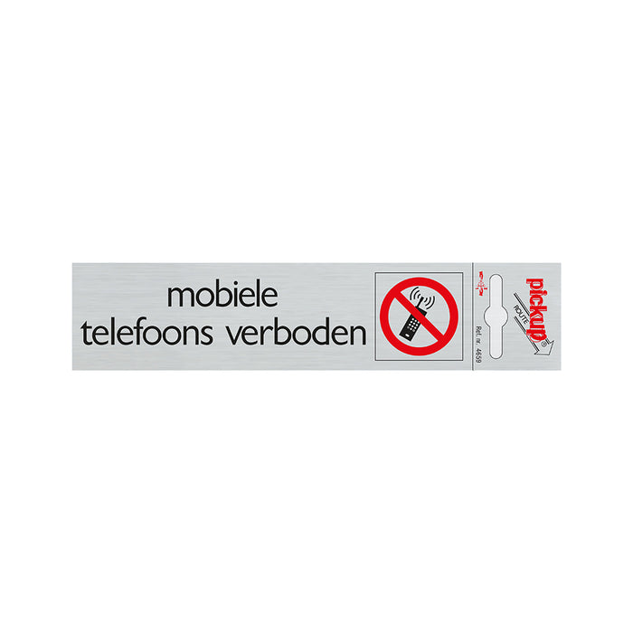 CARTE PU ALULOOK TÉLÉPHONES MOBILES INTERDITS 165X44 MM ZLFKL