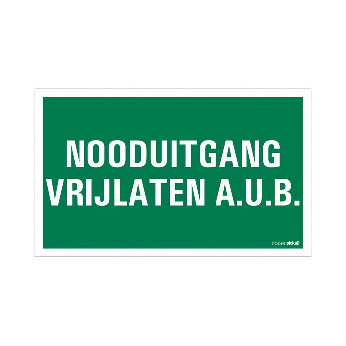 PU BORD NOODUITGANG VRIJLATEN A.U.B. 330X200 MM