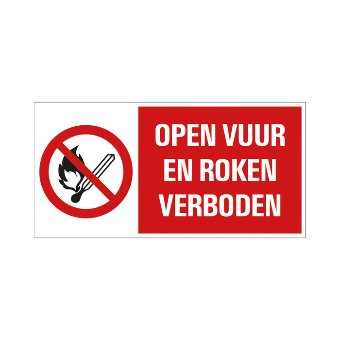 PU BORD OPEN VUUR EN ROKEN VERBODEN 150X300 MM