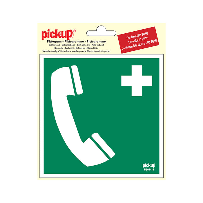 PU STICKER TELEFOON VOOR REDDING/1E HULP 150X150 MM