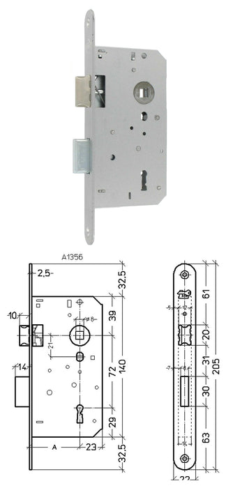 INSTEEKSLOT 'LITTO',OMLEGBAAR 72X50 MM