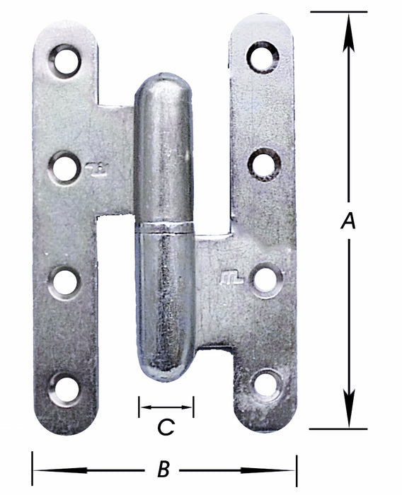 2 PAUMELS "H", GALVANISÉ, GAUCHE 110X55 MM