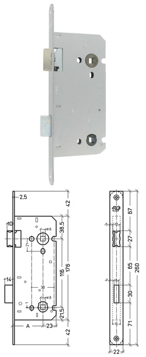 INSERT SERRURE WC RÉVERSIBLE 116X55 MM