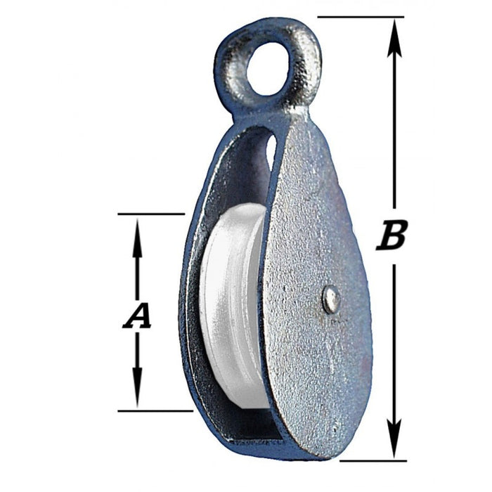 BLOC DE REMORQUAGE,ROUE NYLON,OEIL FIXE 25 MM