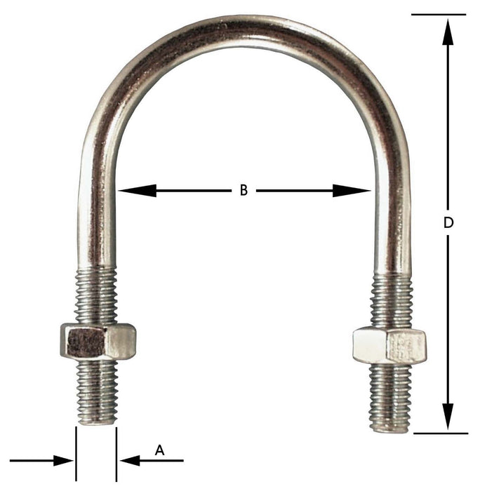 U-BOUTEN VERZINKT VOOR BUIZEN M12X90MM