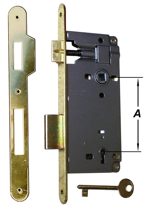 SERRURE DE PORTE, TOURNEZ. ROND, VERMESS. 90X50MM