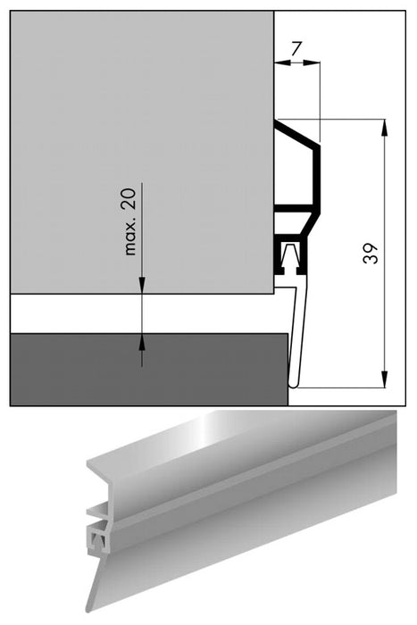 SEUIL STR.ALU 39X7X1000 PVC