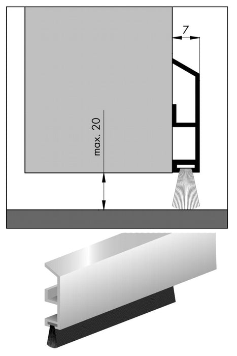 BROSSE DE SEUIL 40X7X1000MM