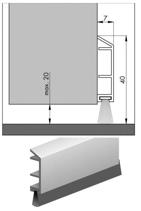 SEUIL STR. BROSSE BLANCHE 40X7X1000