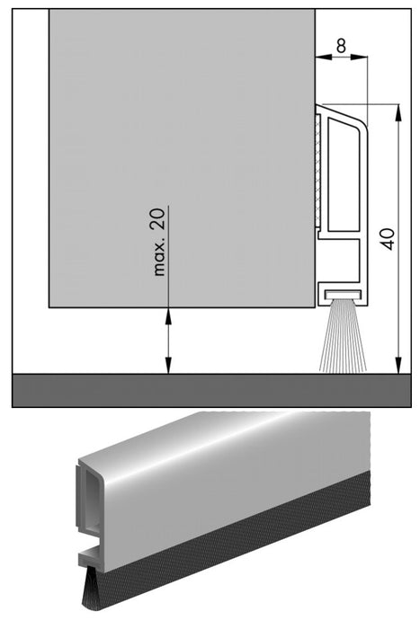 DORPELSTR.BRUIN 40X8X1000 ZELFKL.