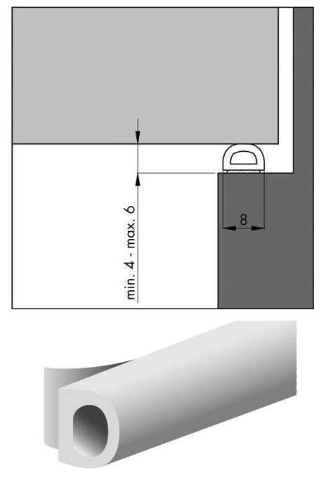 BANDE DE PROJET D-MOD CAOUTCHOUC BLANC 8X6MM-7.5