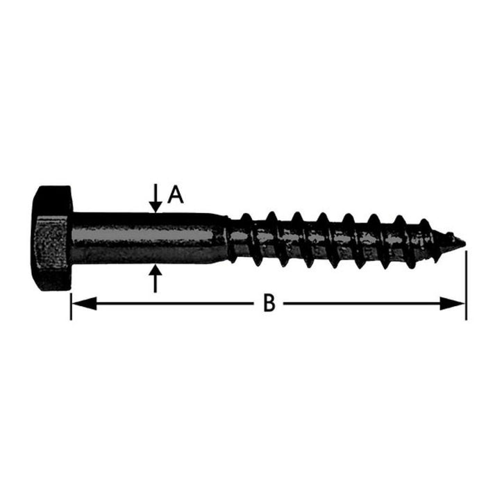 6 BOULONS FILETÉS À BOIS, HEX., NOIR 8X30 MM