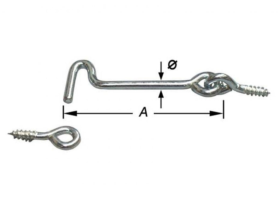 2 WINDHAKEN MET OOGSCHROEF,RVS 100 MM