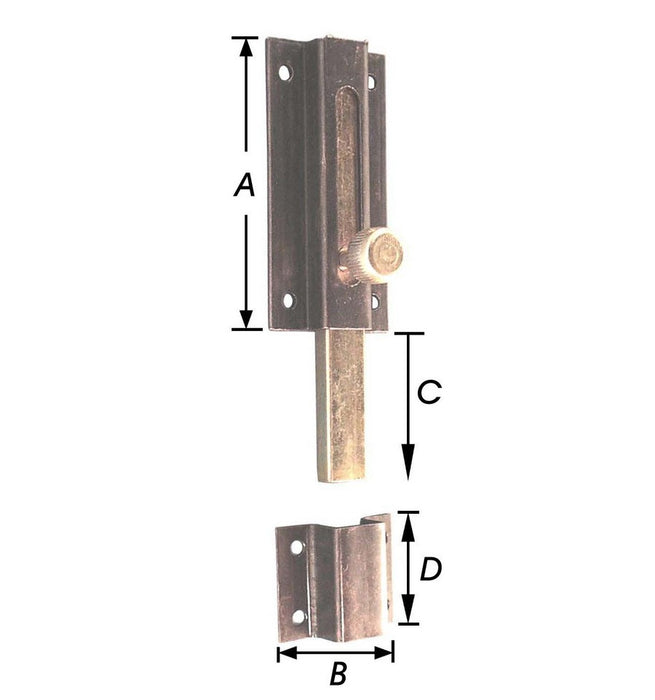 GLISSIÈRES DE PORTE, LOQUET CROIX LONG 40X100 MM