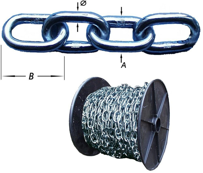 (Y63) CHAÎNE SOUDÉE SUR ROULEAU PLASTIQUE 2 MM (AU MÈTRE)