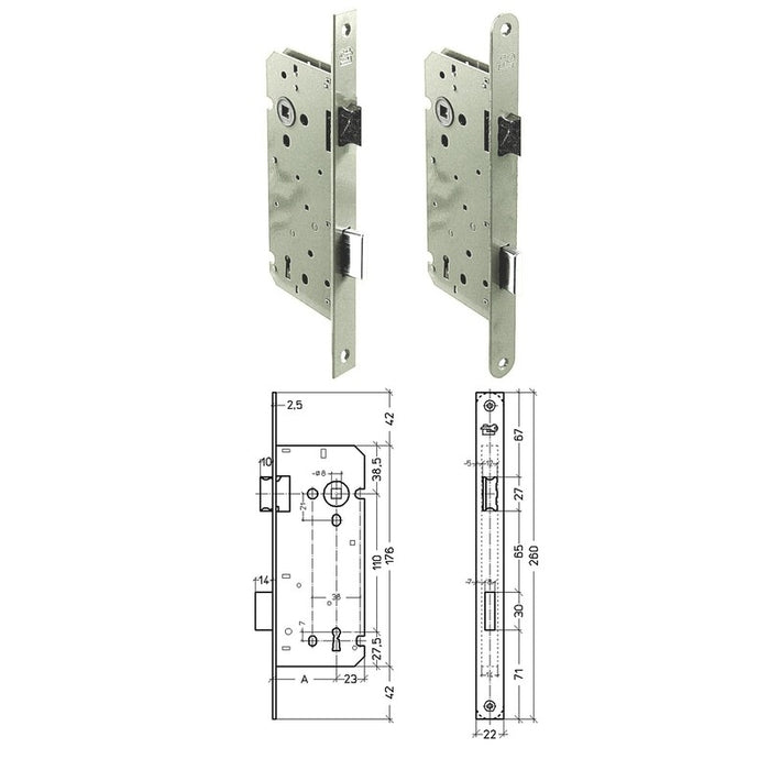 DEURSLOT,KEERBAAR, ROND, ZWART 55X110MM