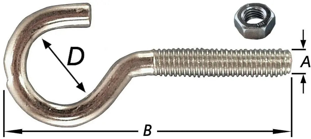 2 BOULONS CROCHET ZINGUÉS + ECROUS