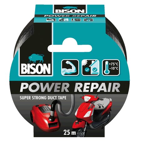 RUBAN DE RÉPARATION BISON POWER NOIR ROULEAU 25 MÈTRES