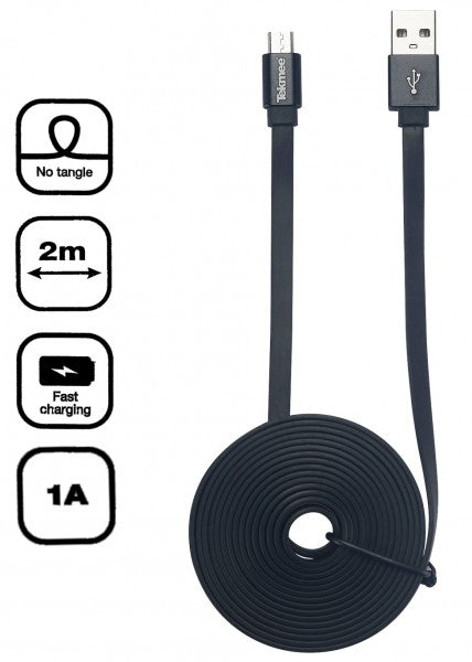 CÂBLE MICRO USB TEKMEE 2M NOIR