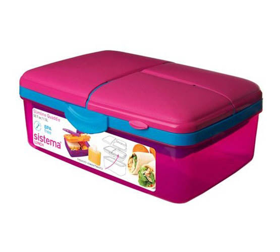 SISTEMA LUNCH BOÎTE À LUNCH AVEC BOUTEILLE SLIMLINE QUADDIE 1,5L (6 ASS