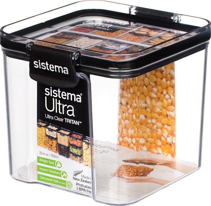 SISTEMA ULTRA VIERKANTE VOORRAADDOOS ZWART 700ML