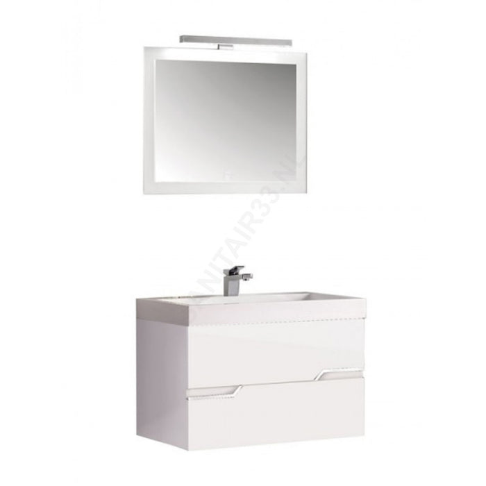 BARCELONA ARMOIRE BAS/LAVABO/ARMOIRE MIROIR 80 CM BLANC