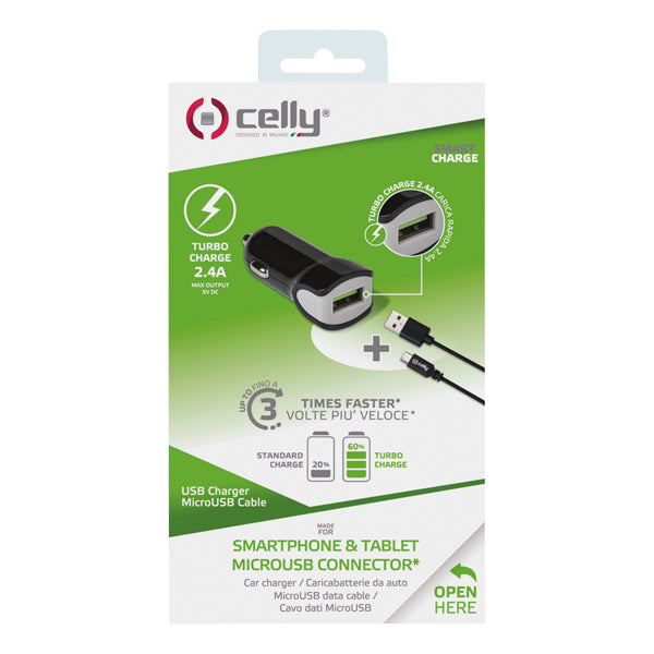 CHARGEUR VOITURE CELLY 2.4A MICRO-USB