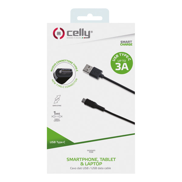 CÂBLE DE DONNÉES CELLY USB-C NOIR