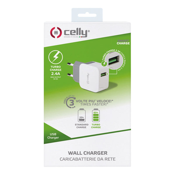 CELLY THUISLADER 1 USB 2.4A WIT