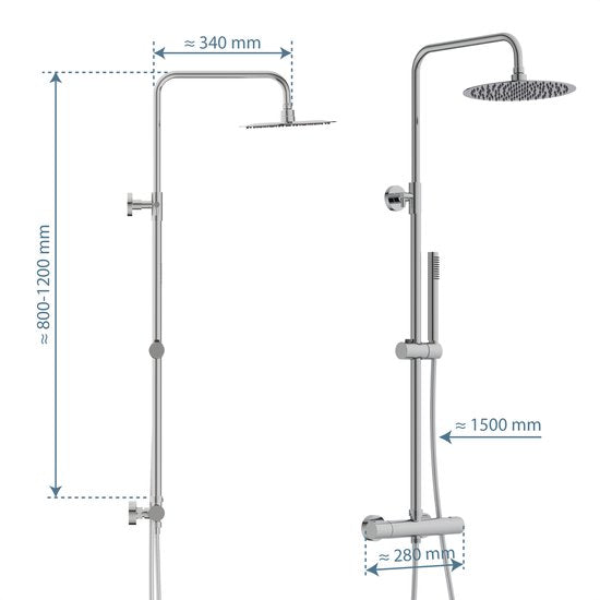 AQUADUCT REGENDOUCHE SET MET THERMOSTATISCHE KRAAN, CHROOM