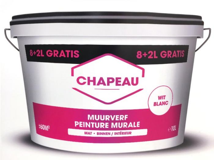 PEINTURE MURALE BI BLANCHE 8+2L CHAPEAU