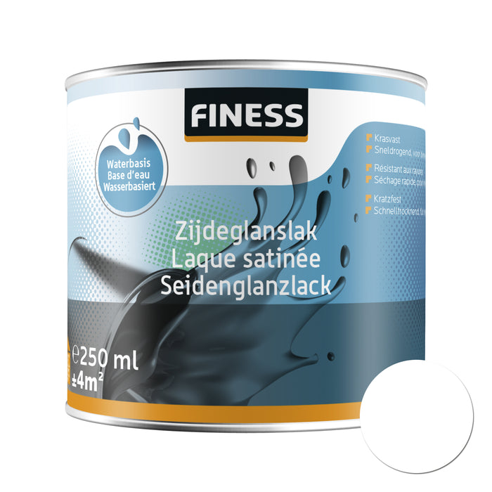 ZIJDEGLANSLAK WATERBASIS ACRYL BI 250ML 1410 WIT