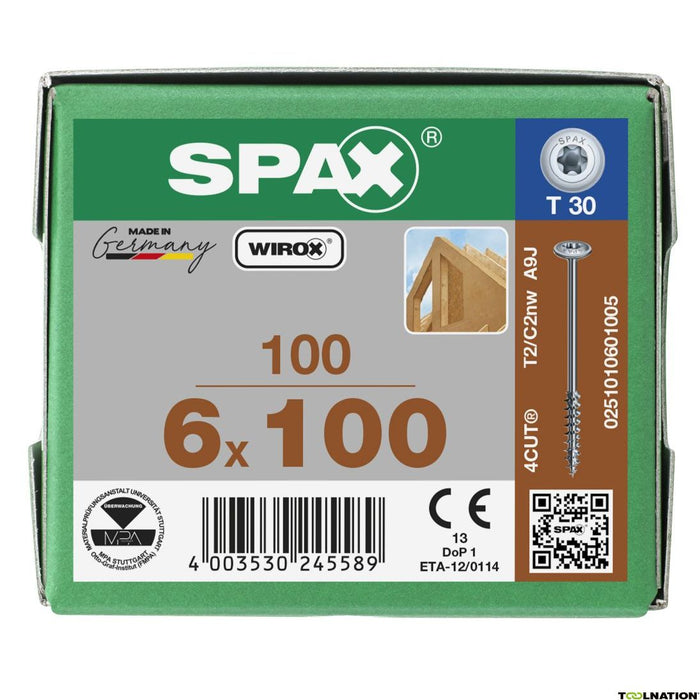 SPAX HI.FORCE WIROX 6X100 BOX 100 STUKS