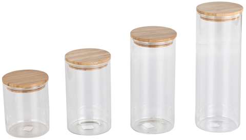 GLAZEN CANISTER + HOUTEN DEKSEL 1L