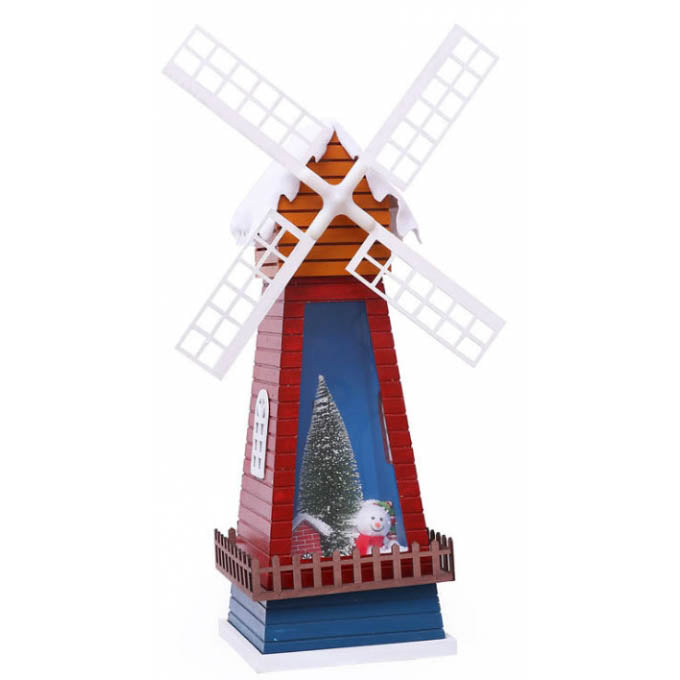 Moulin à vent neige rouge-adaptateur incl.-LED-26x26x68