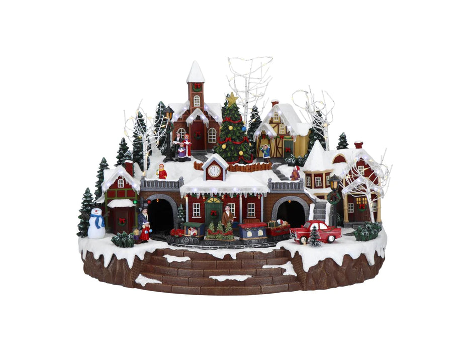 ADAPTATEUR ANIMÉ VILLAGE DE NOËL-47X35X33CM-LED-MULTICOLOR