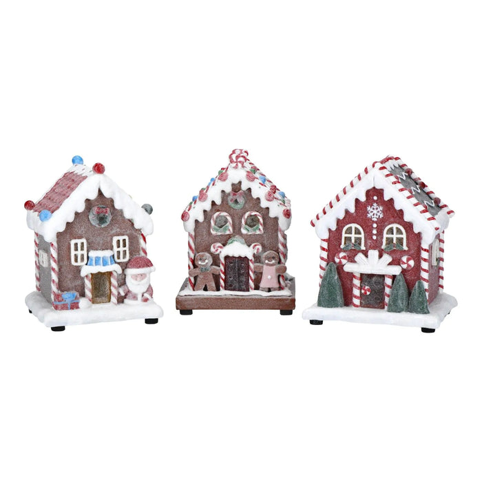 CHRISTMAS CANDY HOUSE 3 ASS  B/O-15X14X20CM-LED-MULTICOLOR