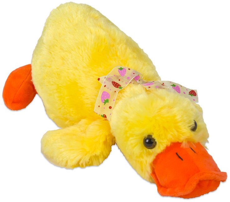 peluche canard couché 48 cm jaune 1 cul