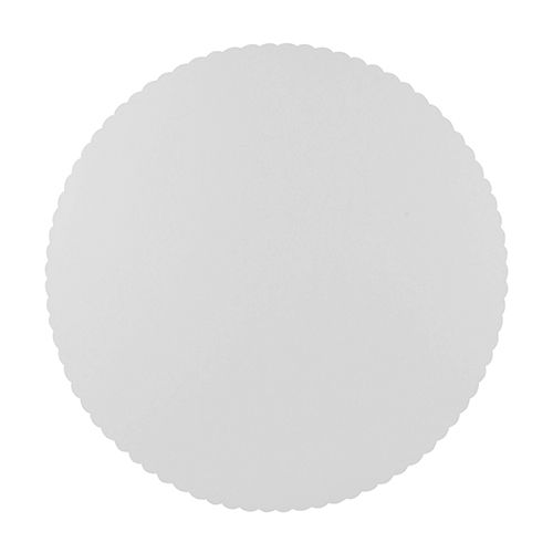 BORDS À GÂTEAU, CARTON 'PURE' ROND Ø 28 CM BLANC AVEC BORD JARGETÉ