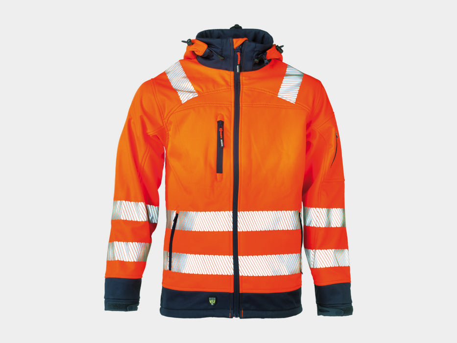 GREGOR HIGH VIZ SOFTSHELL JAS ORANJE/MARINE L