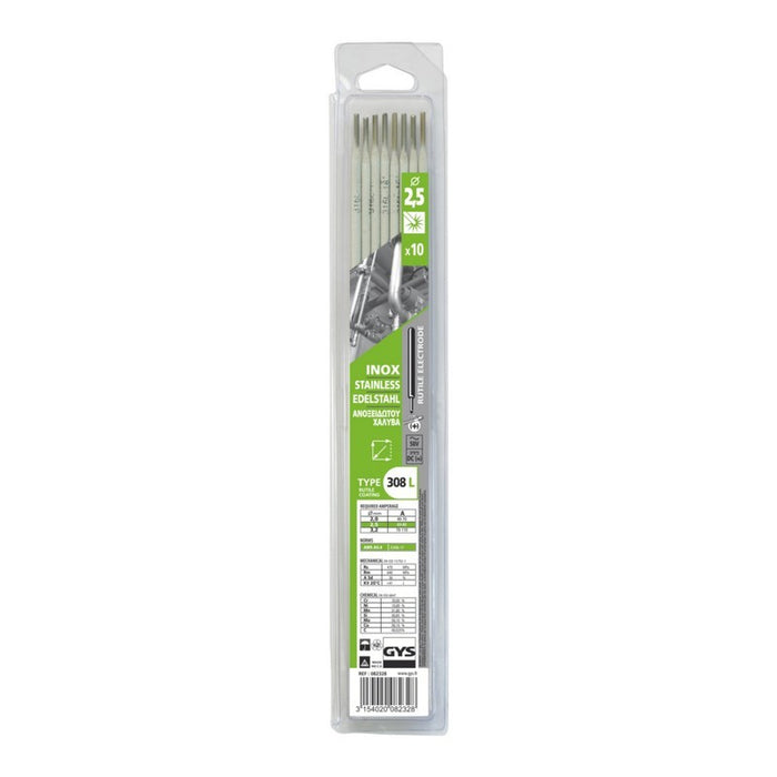 ÉLECTRODES DE SOUDURE GYS INOX 308L DIA 2,5MM (X10)