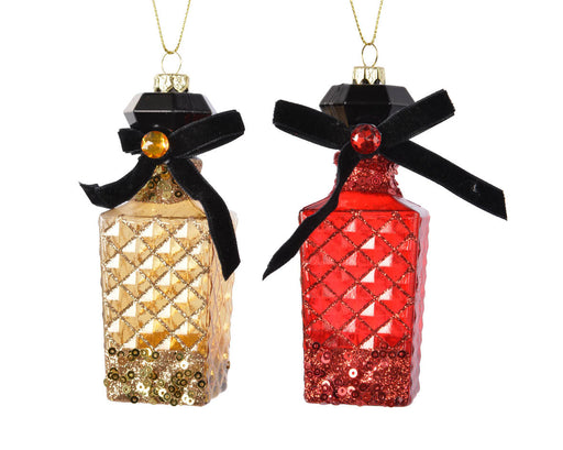 parfumfles plastic gold - oxblood w glitter - w sequins - (per st
