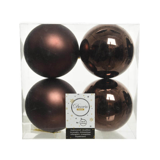 donker bruin-kerstbal plastic glans-mat-dia10cm-donker bruin