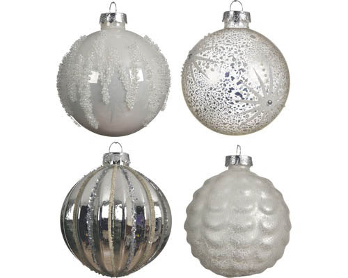 zilver/kleur(en)-kerstbal glas deco gl-mat 3ass winter white enam