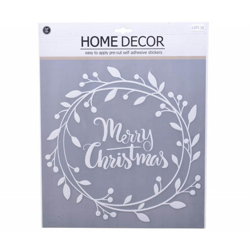 wit-raamdecoratie krans Merry Christmas text -30.5x31.5cm-wit