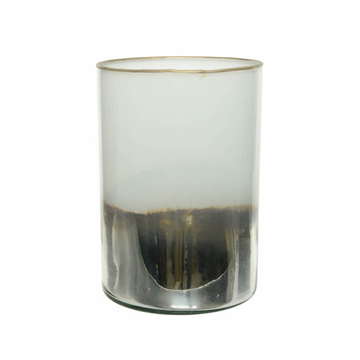 wit/zilver-windlicht glas metallic packed per piece bubblewrap pa