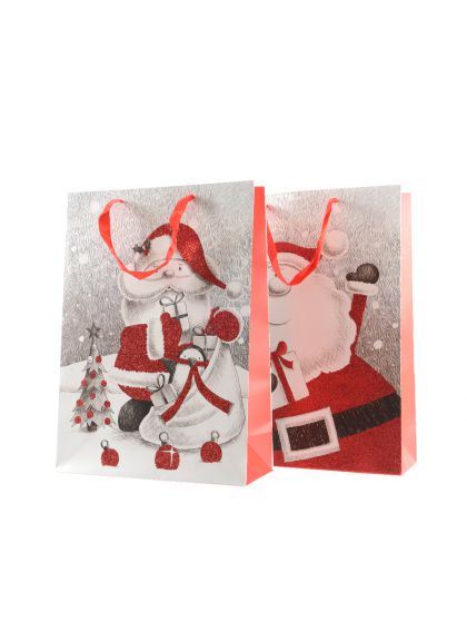 Giftbag papier-L12.00-W30.00-H42.00cm-rood/wit