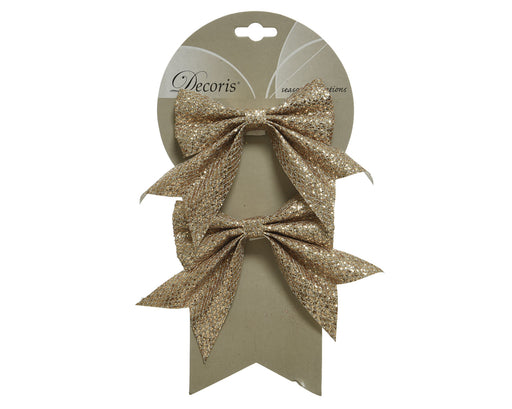 BOW POLYESTER GLITTER CHAMPAGNE L12.50-W14.00-H1.00CM